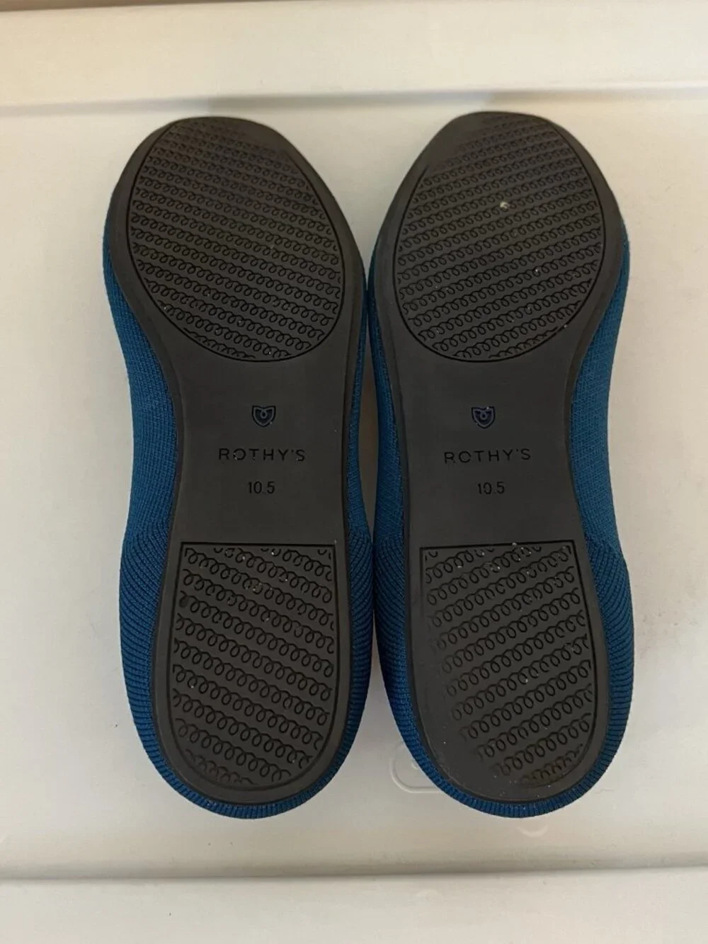 Rothy's The Flat Teal Blue Knit Round Toe Washable Walking Shoes Women's 10.5